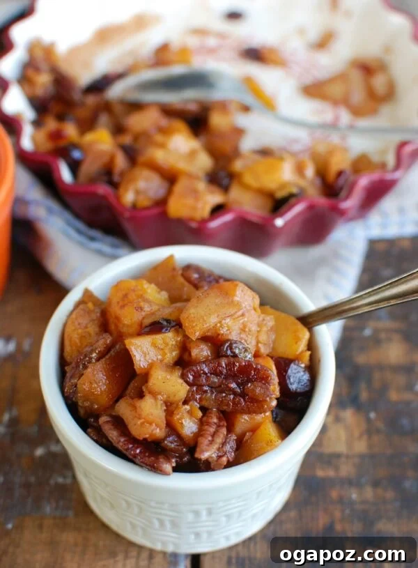 Golden Butternut Apple Bake 3 Butternut Squash Apple Bake in small bowl