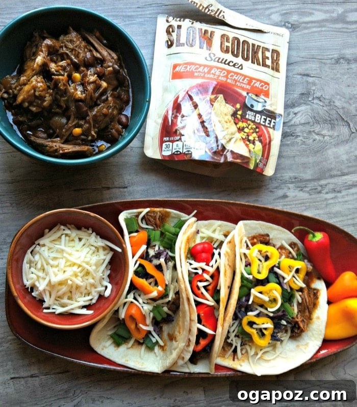 Tender Slow Cooker Mexican Red Chili Tacos 3 Slow Cooker Mexican Red Chili Tacos - an easy crockpot recipe for family dinner