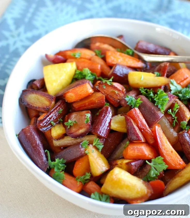 Sweet Balsamic Glazed Carrots 3 Balsamic Carrots in White Bowl