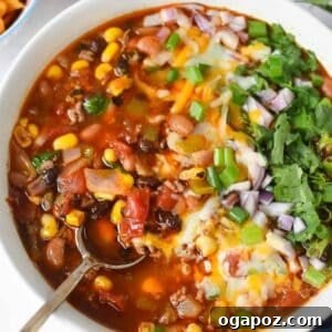 Slow Cooker Taco Soup Recipe in a rustic bowl