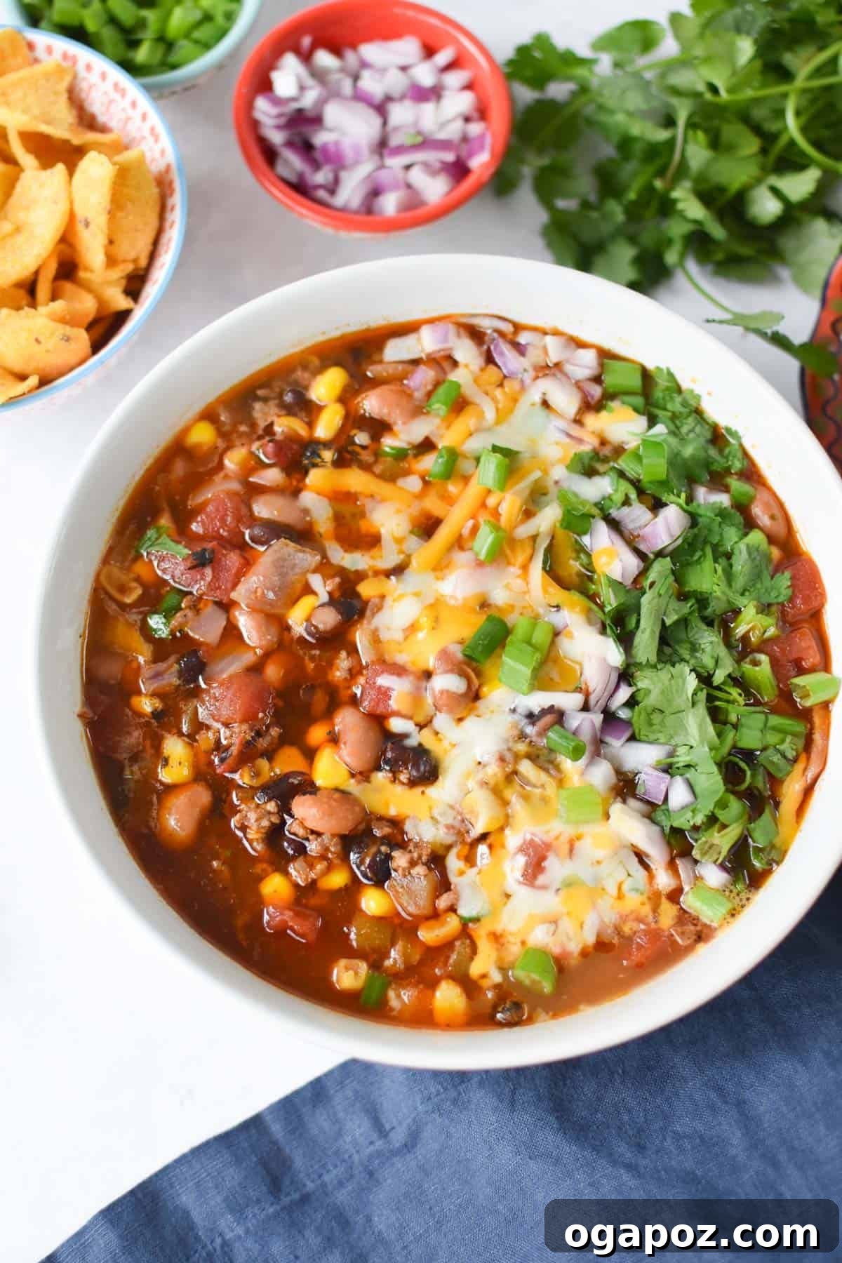 Hearty Crockpot Taco Soup 6 Slow Cooker Taco Soup Recipe garnished with fresh cilantro