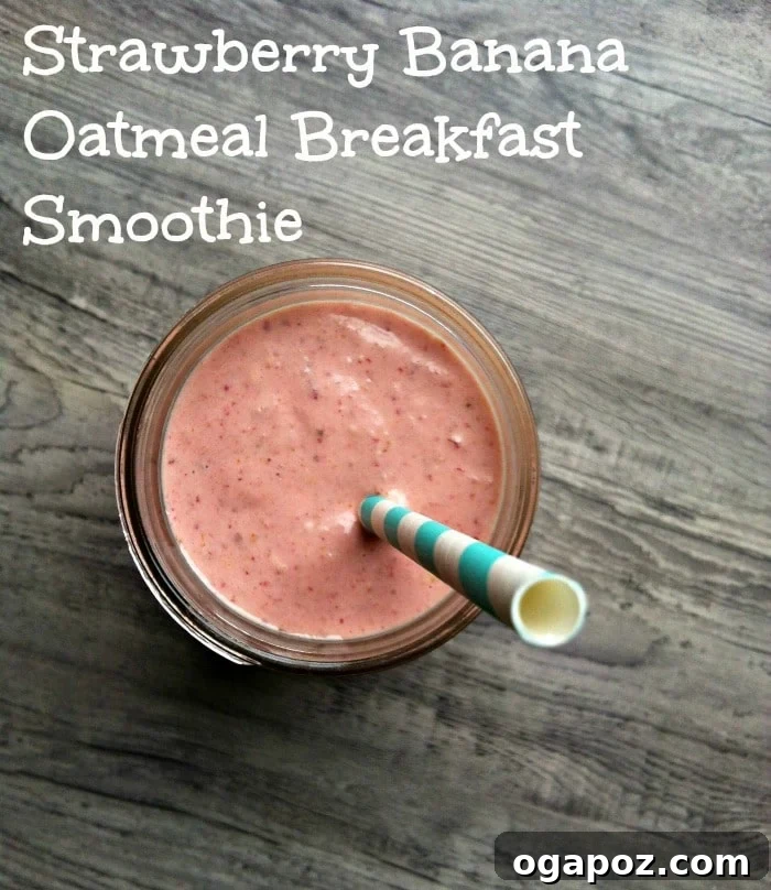 Energizing Strawberry Banana Oatmeal Smoothie 2 Strawberry Banana Oatmeal Breakfast Smoothie