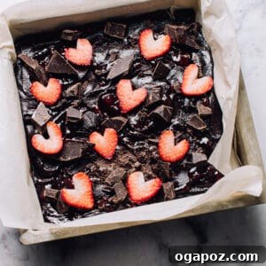 Fudgy Strawberry Swirl Brownies 12 Strawberry Brownie Batter in a pan.