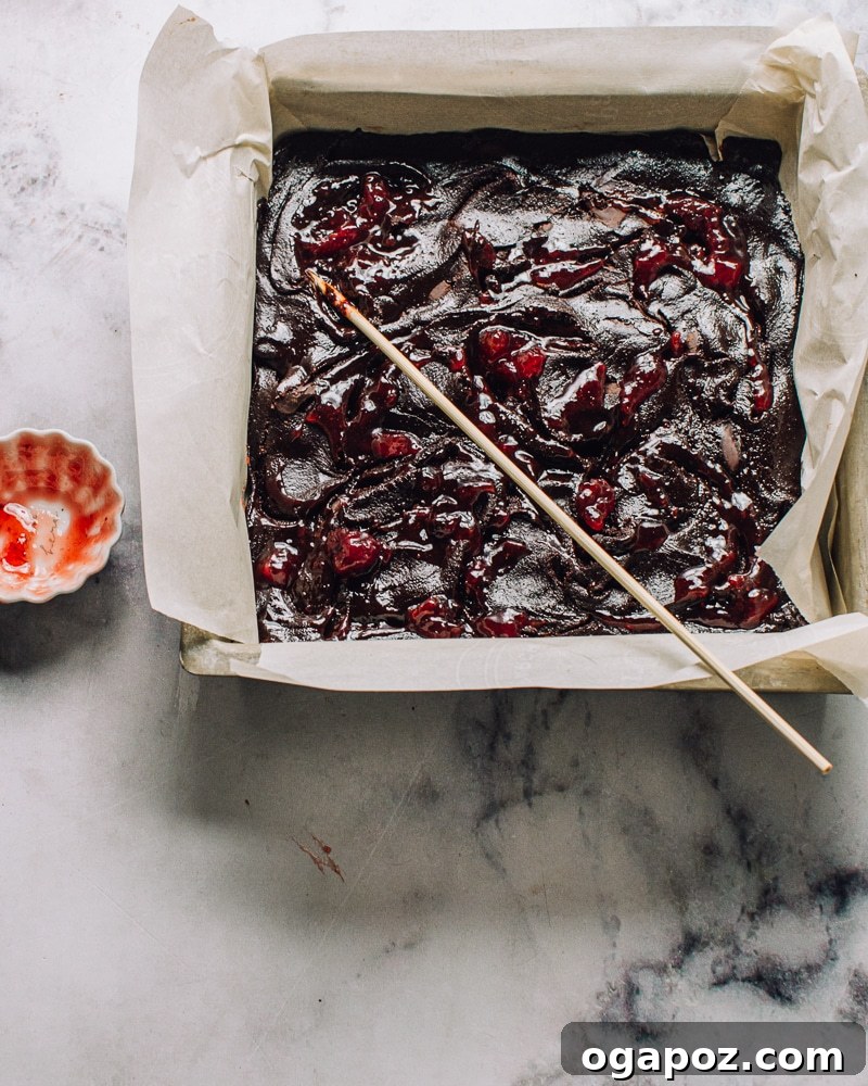 Fudgy Strawberry Swirl Brownies 8 Swirl strawberry jam into brownie batter for a caramel effect