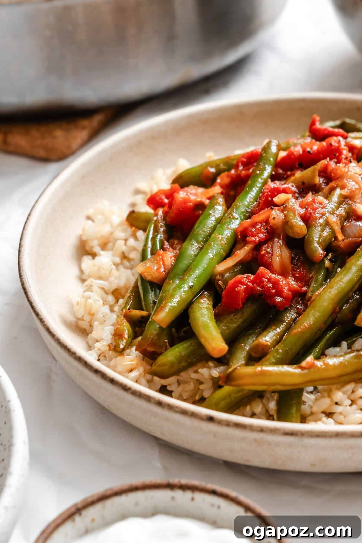 Lebanese Braised Green Beans 2 Lebanese Green Beans in a bowl, ready to serve