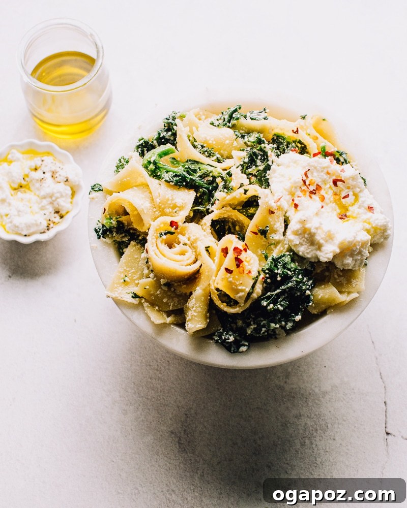 Effortless Creamy Ricotta Pasta with Spinach and Kale 3 Easy Ricotta Pasta Recipe