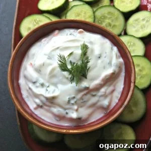 Creamy Dill Greek Yogurt Dip served with fresh vegetables