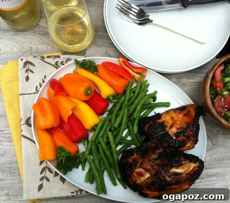 Sweet Heat Honey-Lime Grilled Chicken 4 Spiced Honey Lime Grilled Chicken served with colorful grilled bell peppers and zucchini