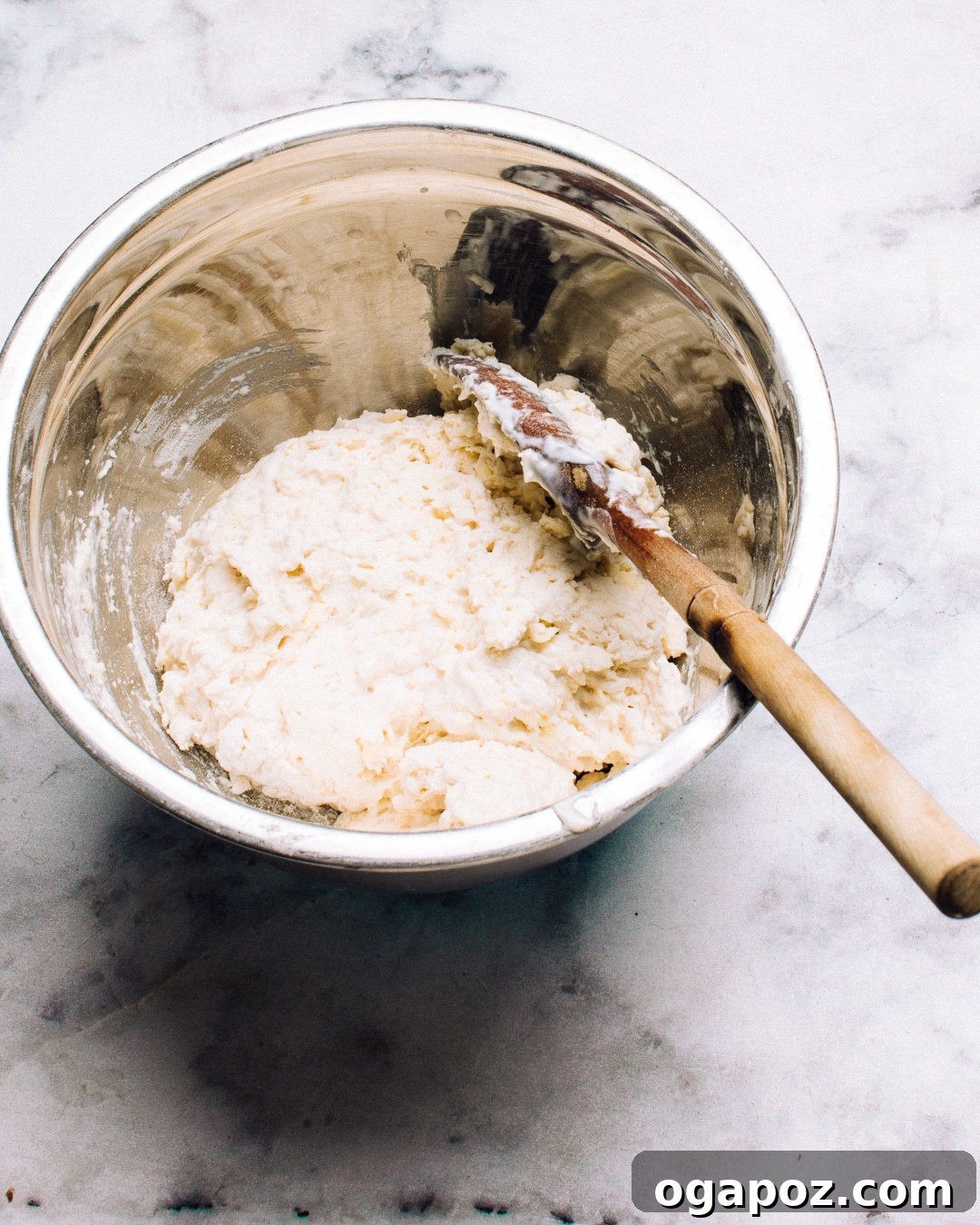 Close-up of Buttermilk Drop Biscuit Dough