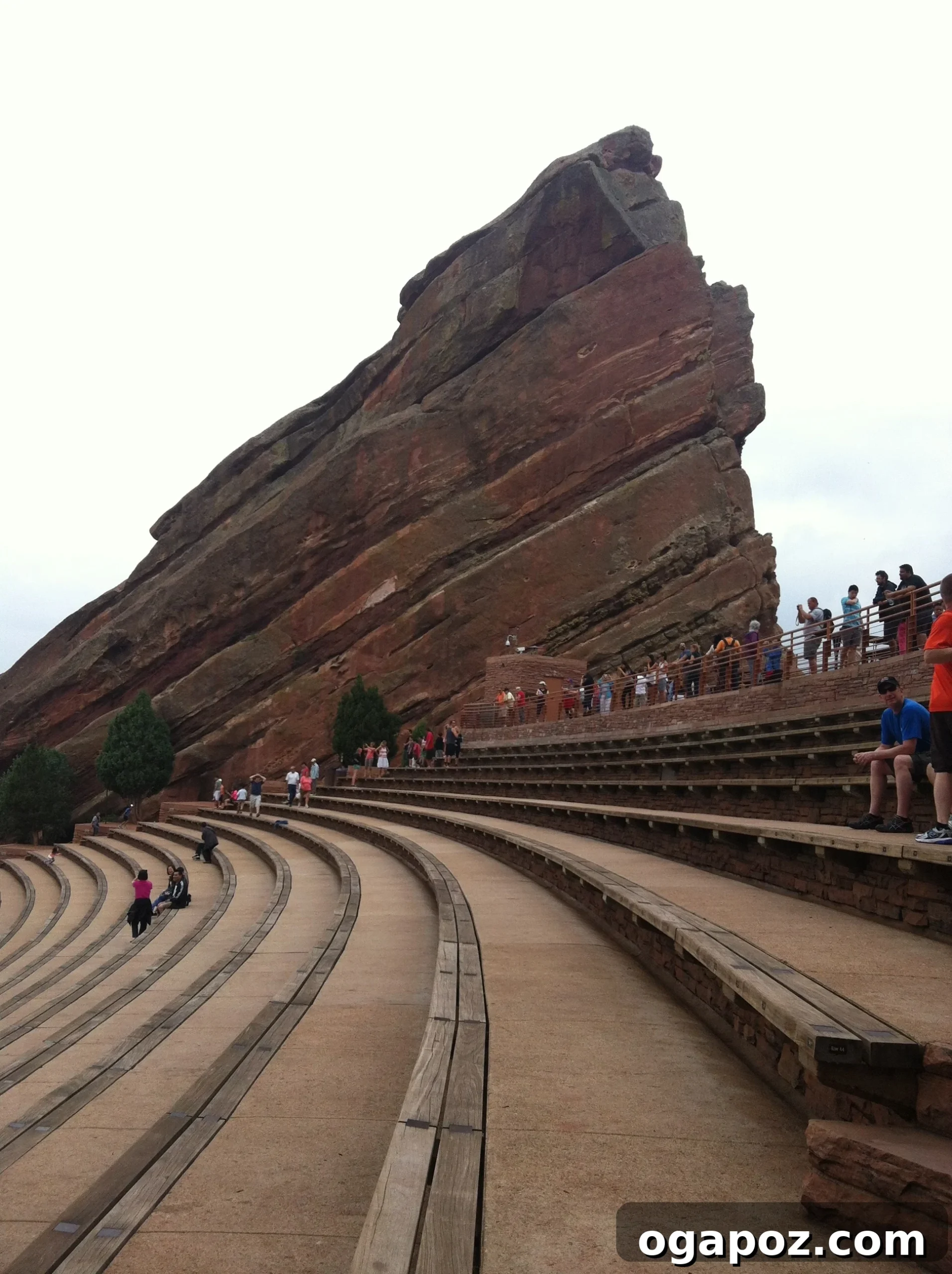 Imposing red rock formations at Red Rocks Amphitheatre, Denver