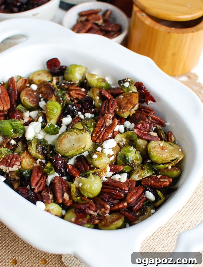 Maple-Glazed Brussels Sprouts with Bursting Cranberries 4 Brussels Sprouts with Cranberries and crumbled goat cheese