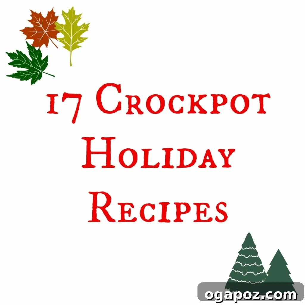 17 Stress-Free Slow Cooker Holiday Meals 2 A festive holiday table setting with a slow cooker in the background, symbolizing easy and enjoyable holiday cooking.