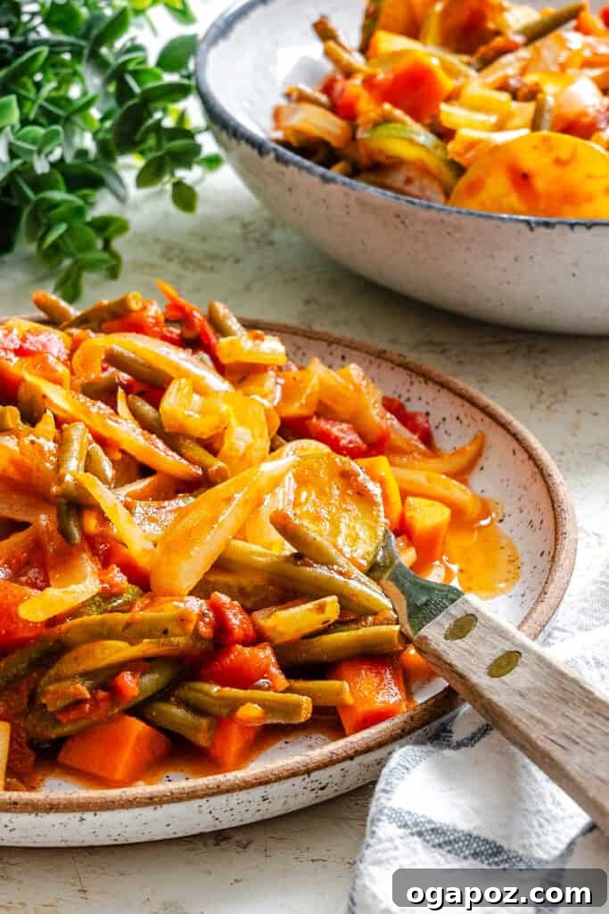 Lebanon's Garden Bounty 5 Lebanese Vegetables with a serving spoon