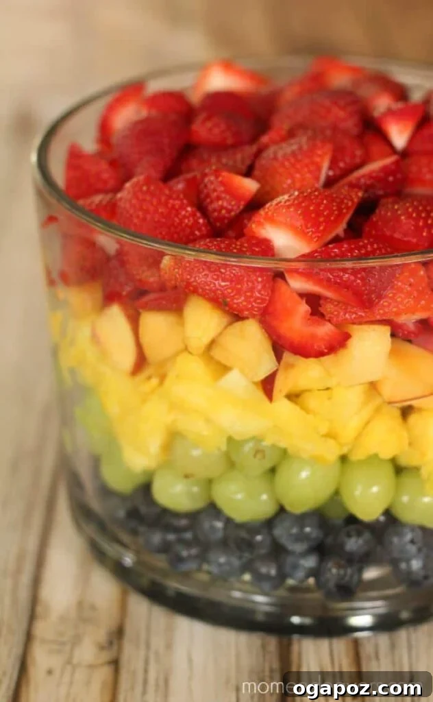 Color Your Plate 12 Layered Rainbow Fruit Salad, a vibrant and healthy dessert
