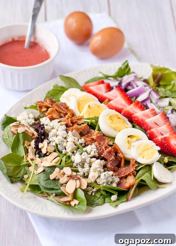 Color Your Plate 28 Strawberry Cobb Salad with Strawberry Bacon Vinaigrette, a sweet and savory twist