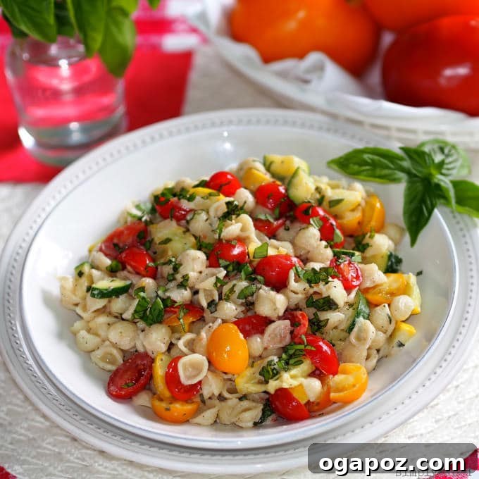Color Your Plate 34 Summer Pasta Salad with Boursin cheese and fresh vegetables