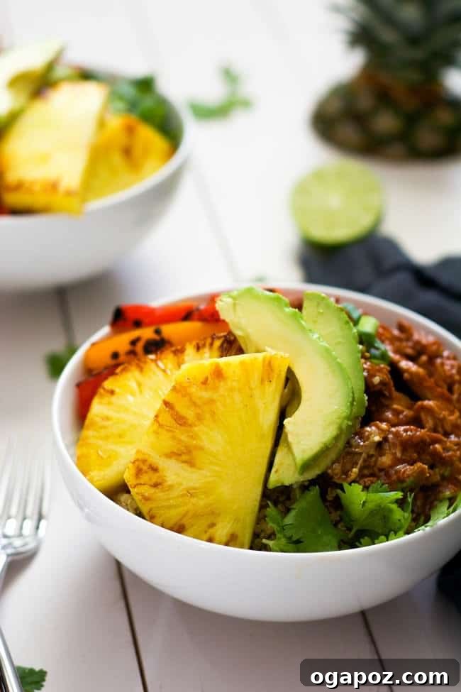 Color Your Plate 37 Slow Cooker Hawaiian Pork Burrito Bowls, a sweet and savory dinner