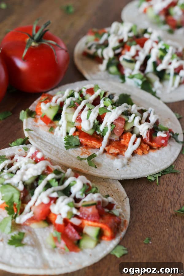 Color Your Plate 44 Buffalo Tempeh Tacos with Vegan Crema, a spicy plant-based meal