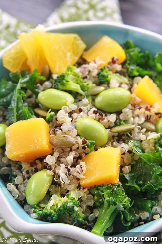 Color Your Plate 47 Quinoa Salad with Roasted Butternut Squash and Wasabi Citrus Dressing, a unique flavor combination