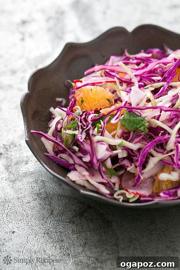 Color Your Plate 48 Citrus Cabbage Salad with Cumin and Coriander, a zesty and crunchy side dish