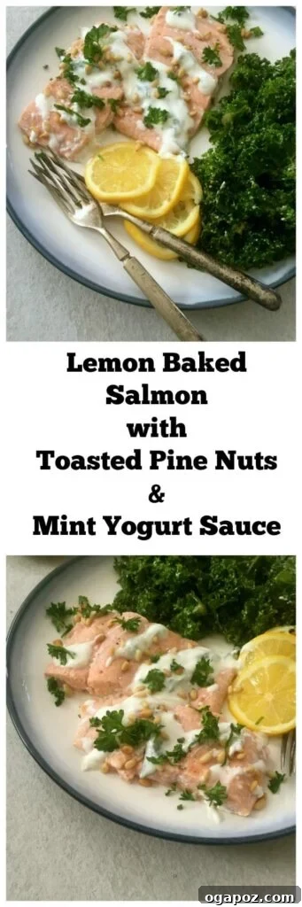 Citrus Baked Salmon with Minted Yogurt Drizzle and Toasted Pine Nut Crunch 5 Lemon Baked Salmon
