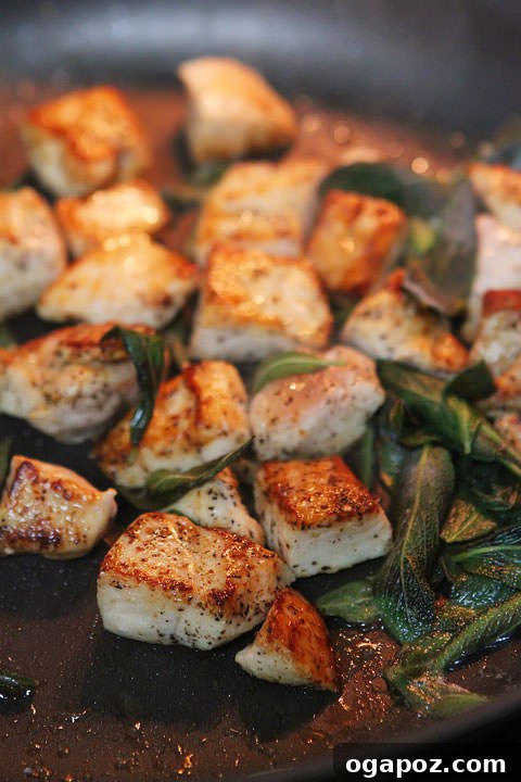 Brown Butter Chicken and Crispy Sage Pan-seared chicken with brown butter and crispy sage leaves