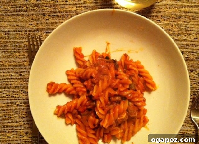 Pasta Goulash- Done A freshly made pot of easy Pasta Goulash, ready to be served for a quick dinner