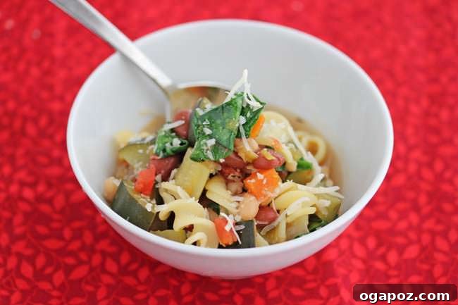 Easy Vegetable Bean Soup Wholesome Easy Vegetable, Bean and Pasta Soup, a healthy and filling option.