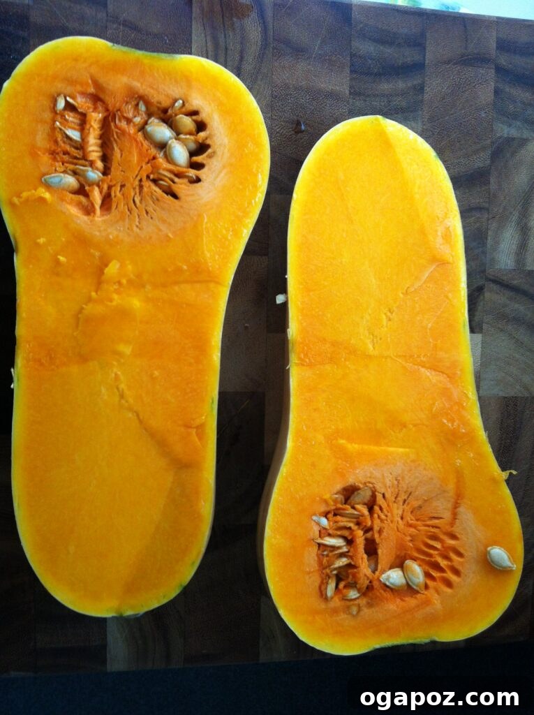 Golden Roasted Butternut Bliss 3 Butternut squash cut in half for roasting
