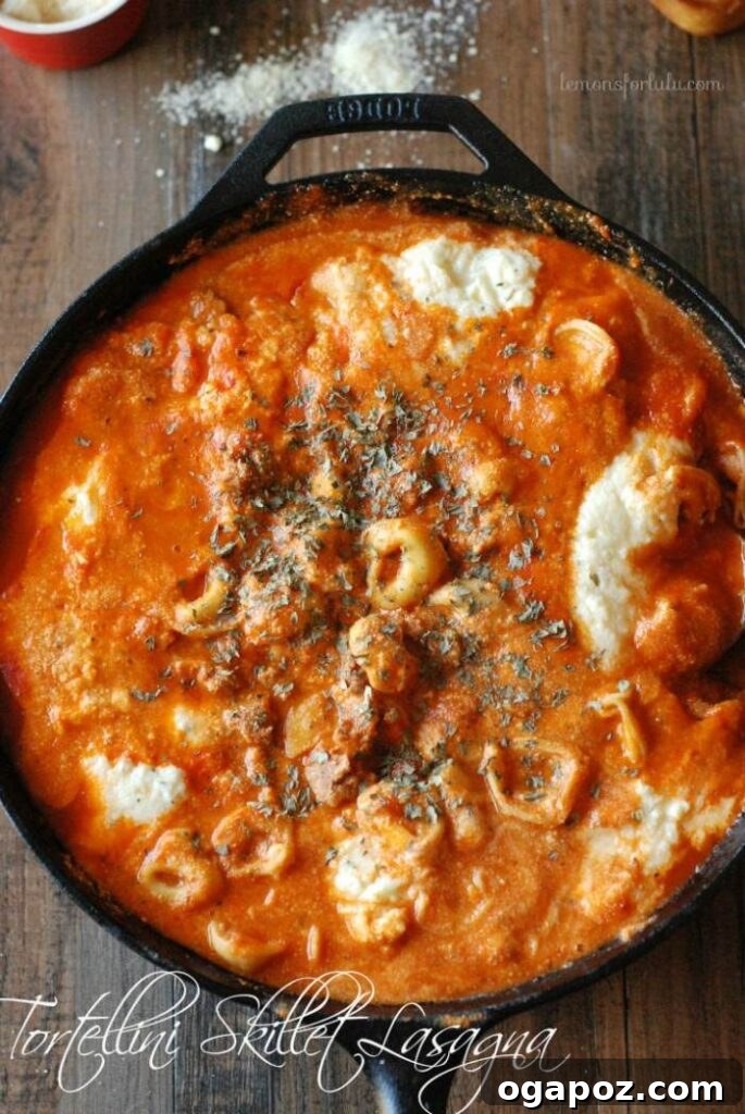 20 Effortless One-Pot Dinners 17 Skillet-Tortellini-Lasagna-11-700x1046