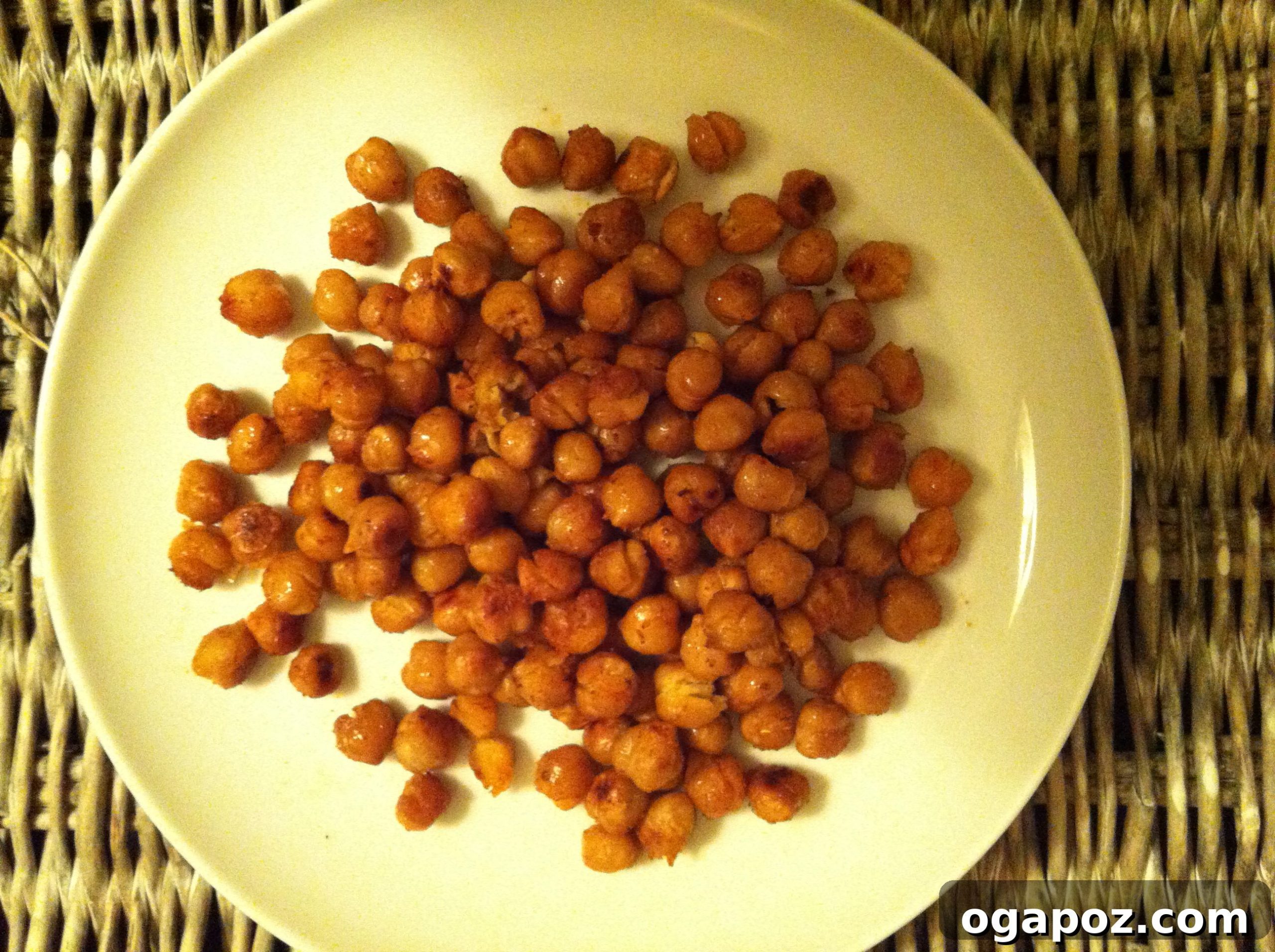 Serving Dish of Roasted Chickpeas A bowl of delicious roasted chickpeas, ready to be enjoyed as a snack or side