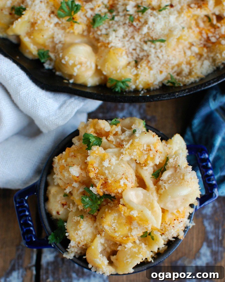 Golden Crusted Baked Mac and Cheese 4 Baked Mac and Cheese with Panko Bread crumbs Recipe with small bowl