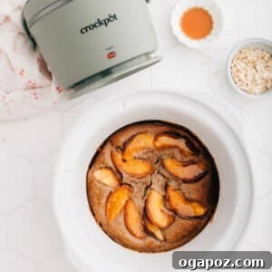 A bowl of Crockpot Slow Cooker Baked Oats, topped with a creamy drizzle.