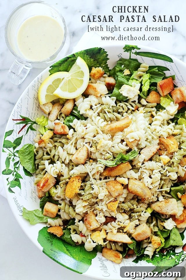 Irresistible Summer Pasta Salad Ideas 17 Chicken Caesar Pasta Salad with Light Caesar Dressing