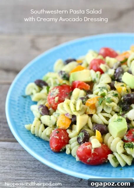 Irresistible Summer Pasta Salad Ideas 6 Southwestern Pasta Salad with creamy avocado dressing