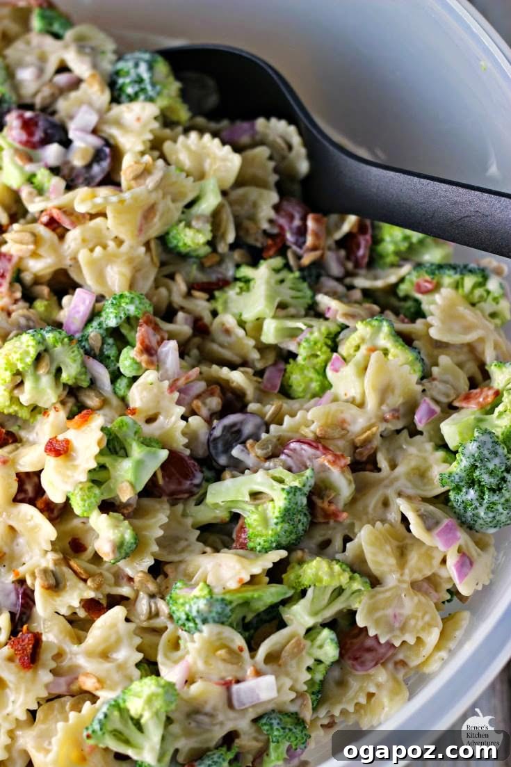 Irresistible Summer Pasta Salad Ideas 8 Broccoli and Grape Pasta Salad with crisp bacon