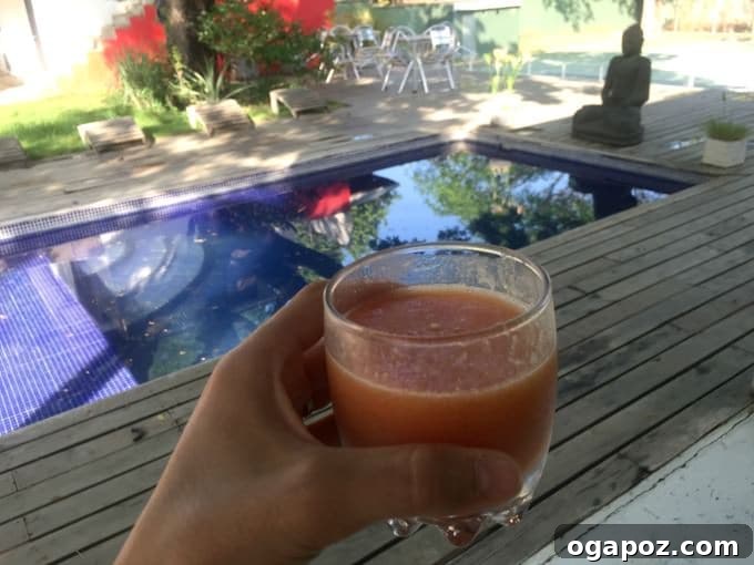 Tamarindo: Costa Rica's Pacific Paradise 10 Glass of vibrant freshly squeezed papaya juice on a wooden table