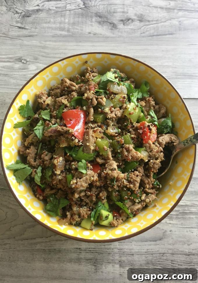 Close-up of healthy Thai Turkey Quinoa Lettuce Wraps served as dinner