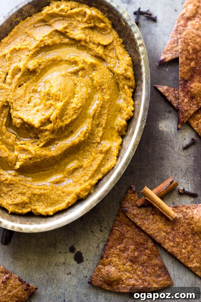 Beyond the Bowl: 12 Exciting Hummus Recipes 6 A rustic bowl of creamy Pumpkin Hummus, garnished with a swirl of olive oil and a sprinkle of seeds.