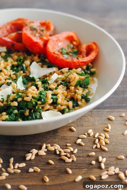 21 Creative Ways to Enjoy Kale 5 Hearty Farro and Kale Risotto with roasted tomatoes