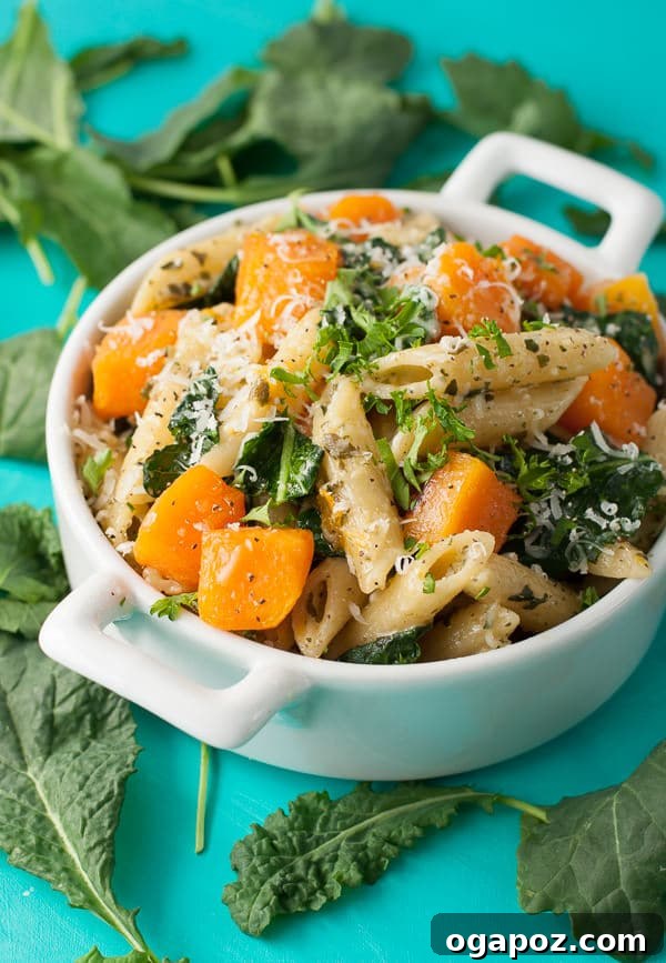 21 Creative Ways to Enjoy Kale 7 Pesto Penne with roasted butternut squash and kale