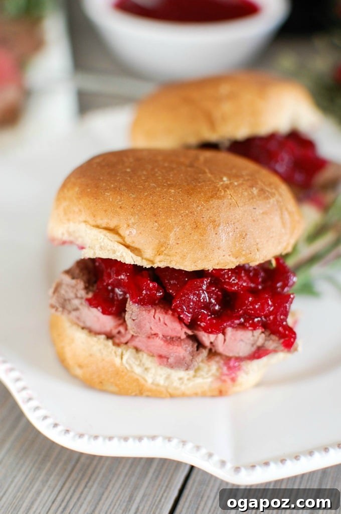 Exquisite Beef Tenderloin Sliders with vibrant Cranberry Orange Relish, perfect for holiday gatherings
