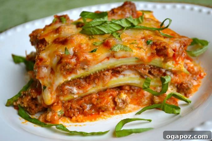 12 Irresistible Zucchini Recipes 5 Hearty slices of Zucchini Lasagna, showing layers of zucchini and cheese