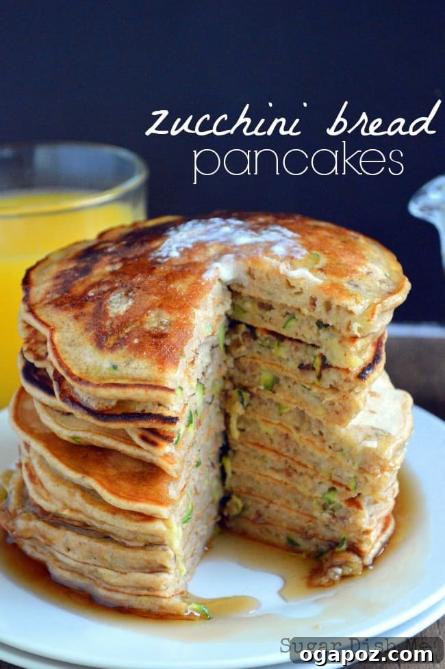 12 Irresistible Zucchini Recipes 13 Fluffy stacked zucchini bread pancakes with maple syrup