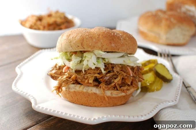 Fall-Apart Tender Slow Cooker BBQ Pulled Chicken Sandwiches 4 Delicious Slow Cooker BBQ Pulled Chicken Sandwich - perfect for quick meals