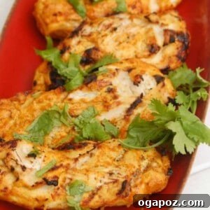 Tandoori Grilled Chicken on red platter