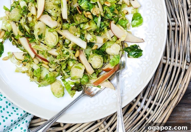 Cozy Fall: 15 Irresistible Apple Recipes 12 Shredded Brussels Sprouts and Apple Salad - A quick and fresh autumnal side