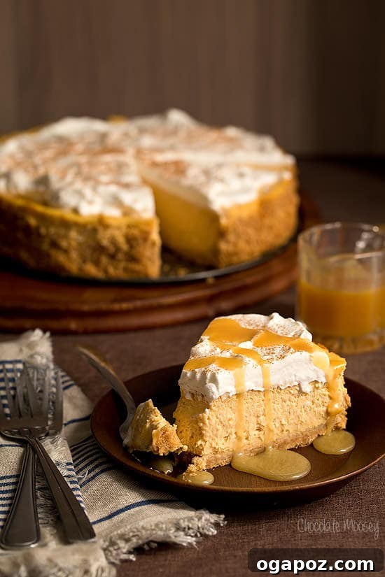 Thanksgiving's Sweetest Sixteen: Irresistible Dessert Ideas 5 Creamy Pumpkin Cheesecake – a rich and festive dessert, perfect for your Thanksgiving menu.