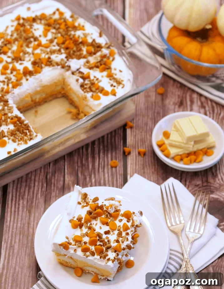Thanksgiving's Sweetest Sixteen: Irresistible Dessert Ideas 6 Pumpkin Pie Dessert Lasagna – a layered no-bake dessert featuring pumpkin, cream cheese, and whipped topping.