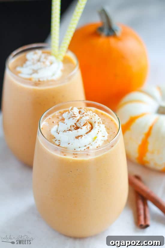 Simple and delicious Healthy Pumpkin Smoothie in a glass, ready to be enjoyed